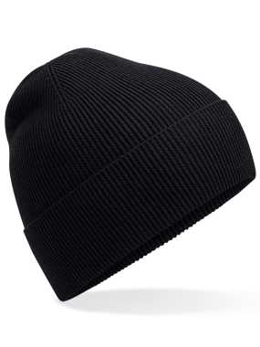 Unisex čiapka (Beechfield Organic Cotton Fine Knit Beanie) > čierna
