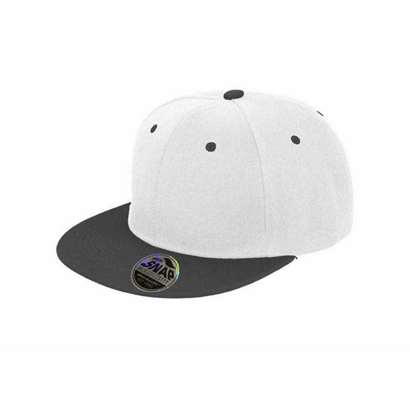 6 panelová šiltovka (RESULT Bronx Flat Peak Snapback Dual Colour Cap)>biela / čierna