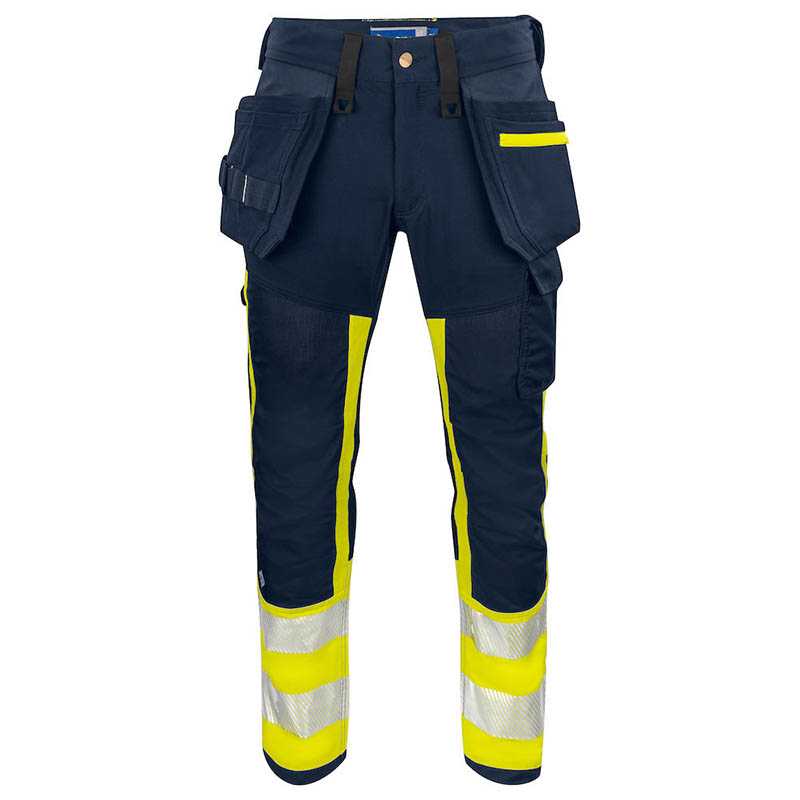 Pánske nohavice (PROJOB WAISTPANT EN ISO 20471 CLASS 1) > žltá / modrá (navy) > 110/120 cm