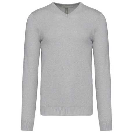 Pánsky sveter (KARIBAN MENS V-NECK JUMPER) > šedá (melange) > M
