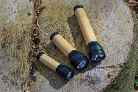 USB svietidlo Lucid 1W z RCS recykl. plastu a bambusu > čierna / hnedá