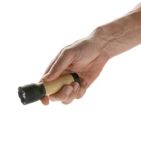 USB svietidlo Lucid 1W z RCS recykl. plastu a bambusu > čierna / hnedá
