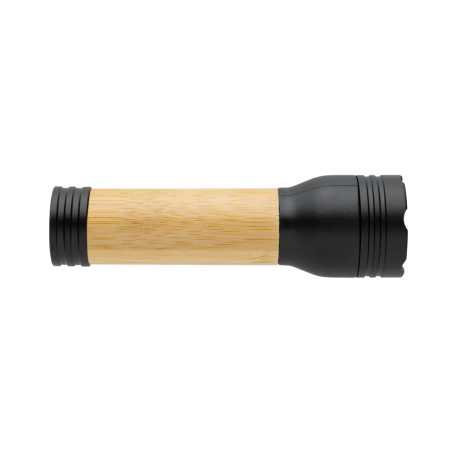 USB svietidlo Lucid 1W z RCS recykl. plastu a bambusu > čierna / hnedá