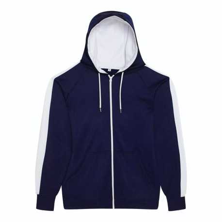 Unisex mikina (Just Hoods SPORTS POLYESTER ZOODIE)>modrá (oxford navy) / biela (arctic)>S