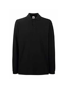 Pánska polokošeľa (FRUIT OF THE LOOM Premium Long Sleeve Polo ) > čierna > M