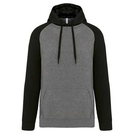 Unisex mikina (Proact ADULT TWO-TONE HOODED SWEATSHIRT) > šedá (heather) / čierna > L