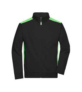 Pánska pracovná mikina(JN Mens Workwear Sweat Jacket-Level 2)>čierna / zelená (lime)>L