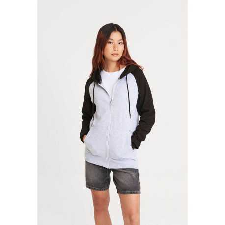 Unisex mikina (Just Hoods BASEBALL ZOODIE) > šedá (charcoal) / čierna jet) > XL
