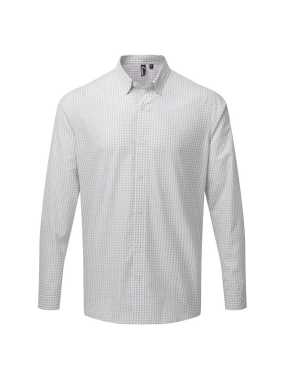 Pánska košeľa (Premier 'MAXTON' CHECK MEN'S LONG SLEEVE SHIRT) > strieborná / biela > 3XL