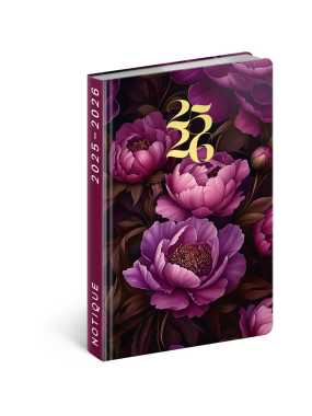Diár (Petito 2025/2026) - 11 x 17 x 2 cm  > fialové kvety > týždenný B6
