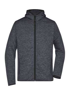 Pánska fleece bunda (JN Men's Knitted Fleece Hoody)>šedá (darkmelange) / čierna>3XL