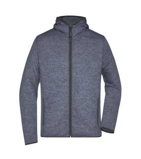 Pánska fleece bunda (JN Men's Knitted Fleece Hoody)>modrá (denim melange) / čierna>L