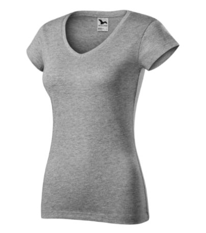 Dámske tričko (MALFINI Fit V-neck) > sivá (tmavý melír) > XS