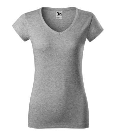 Dámske tričko (MALFINI Fit V-neck) > sivá (tmavý melír) > XS