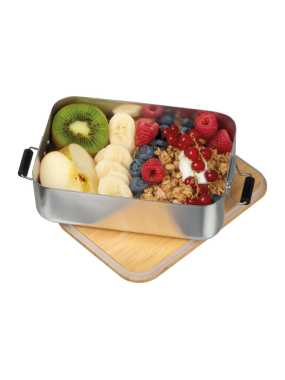 Obedár z nerezu s bambusovým vekom > šedá