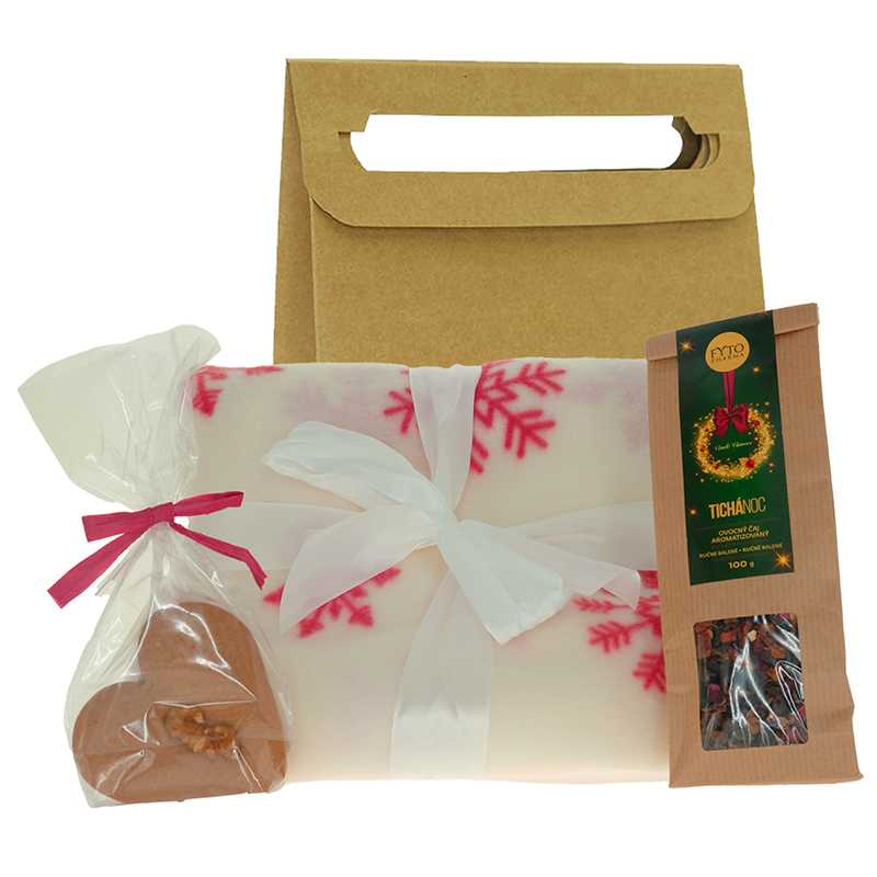 Vianočná darčeková taška Vianočná deka s perníkovým srdcom