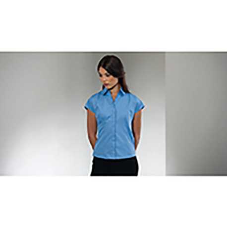 Dámska košeľa(Cap Sleeve PolyCotton Easy Care Fitted Poplin RUSSELL)>modrá (corporate)>S