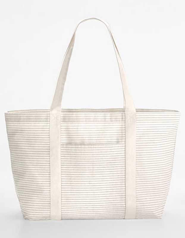 Nákupná taška z bavlny (WM Striped Organic Cotton Shopper) > šedá (stripe)