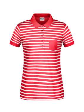 Dámska polokošeľa(JN Ladies Polo Striped) > červená / biela > L
