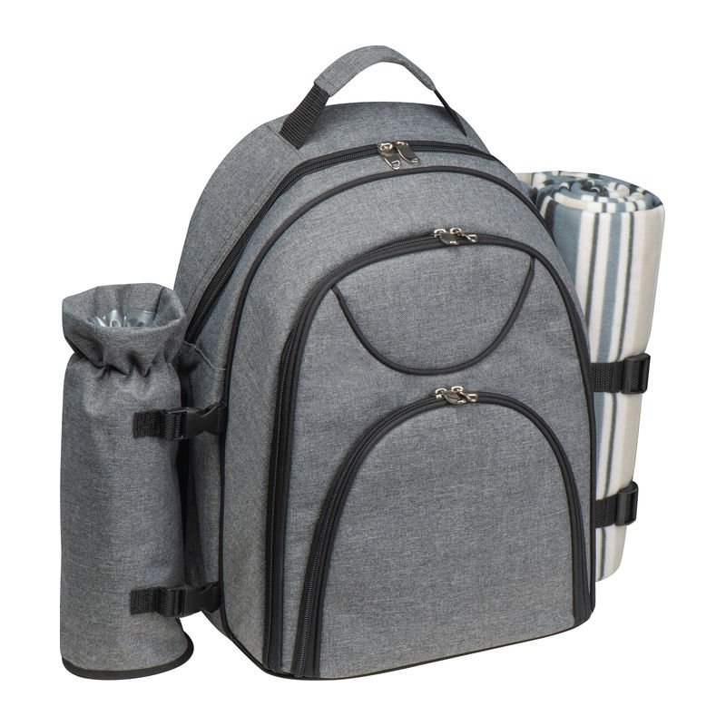Piknikový batoh pre 4 osoby s piknikovou dekou > šedá (anthracite)