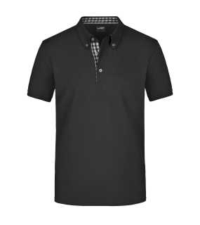 Pánska polokošeľa (JN Men's Plain Polo) > čierna / čierna / biela > M