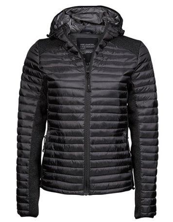 Dámska bunda(Tee Jays Womens Hooded Outdoor Crossover Jacket)>čierna/čierna(melange)>2XL