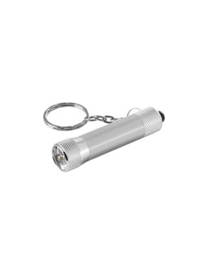 Hliníková kľúčenka (92 % recyklovaná) s 3-svetelnou LED baterkou > strieborná
