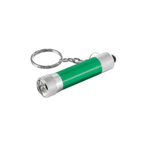 Hliníková kľúčenka (92 % recyklovaná) s 3-svetelnou LED baterkou > zelená