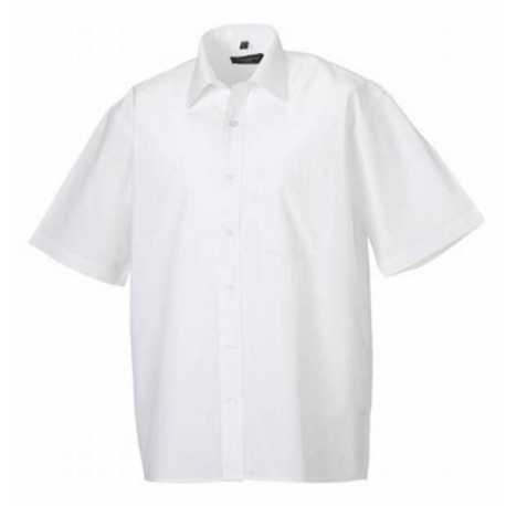 Pánska košeľa(Short Sleeve Pure Cotton Easy Care Poplin RUSSELL) > biela > S