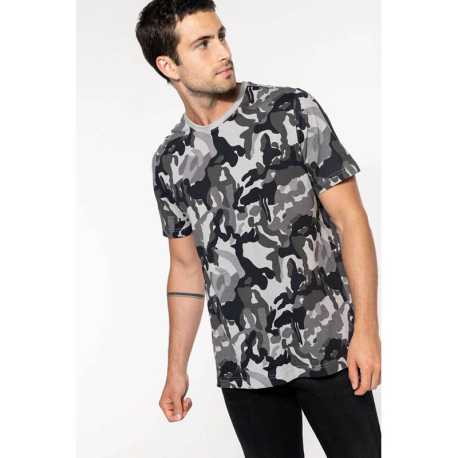 Pánske tričko (KARIBAN MEN'S SHORT-SLEEVED CAMO T-SHIRT) > zelená (olive camouflage) > S
