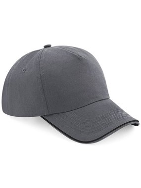 5 panelová unisex šiltovka(BF Authentic 5 Panel Cap - Piped Peak)>šedá(graphite)/čierna