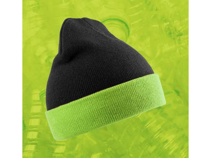 Zimná čiapka (RESULT Recycled Compass Beanie) > čierna / zelená (lime)