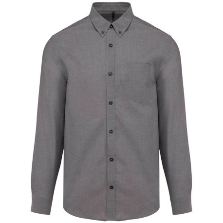 Pánska košeľa (KARIBAN MENS LONG SLEEVE SHIRT) > strieborná (oxford) > S