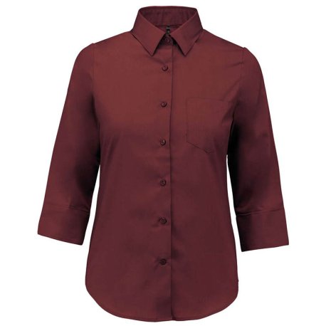 Dámska košeľa (LADIES' 3/4 SLEEVE SHIRT KARIBAN) > červená (wine) > S