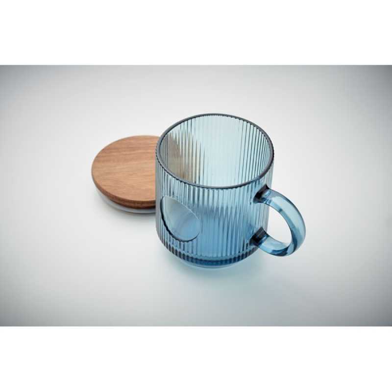 Rebrovaný sklenený hrnček 300ml > modrá (transparent)