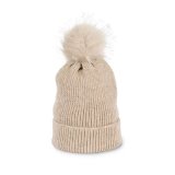 Pánska čiapka (K-UP KNITTED BOBBLE BEANIE IN RECYCLED YARN) > hnedá (Light Sand Heather)