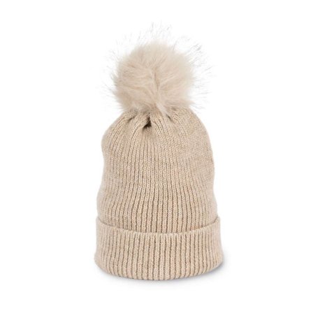 Pánska čiapka (K-UP KNITTED BOBBLE BEANIE IN RECYCLED YARN) > hnedá (Light Sand Heather)