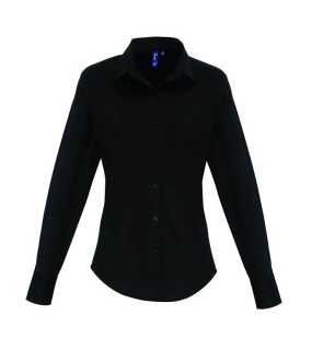 Dámska košeľa (Premier LADIES’ STRETCH FIT POPLIN LONG SLEEVE COTTON SHIRT) > čierna > XL
