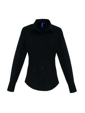 Dámska košeľa (Premier LADIES’ STRETCH FIT POPLIN LONG SLEEVE COTTON SHIRT) > čierna > S