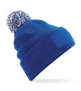 Unisex čiapka (Beechfield Snowstar Patch Beanie) > modrá (bright royal) / biela (off)