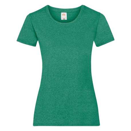 Dámske tričko (FRUIT OF THE LOOM Lady-Fit Valueweight T)>zelená(retro heather)>S