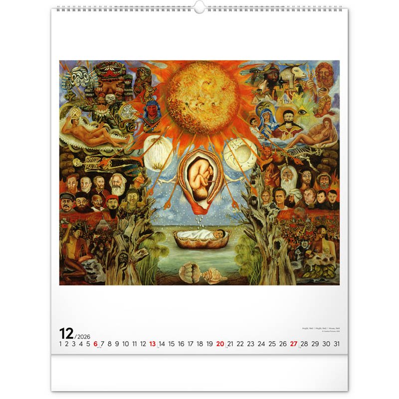 Nástenný kalendár (Frida Kahlo 2026) - 48 x 56 x 1 cm