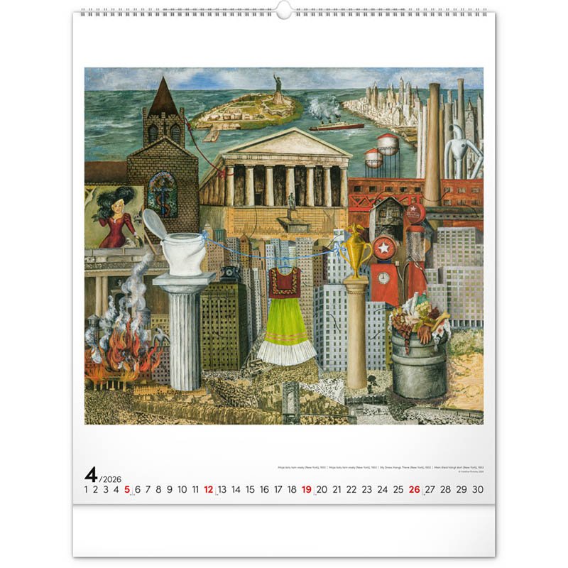 Nástenný kalendár (Frida Kahlo 2026) - 48 x 56 x 1 cm