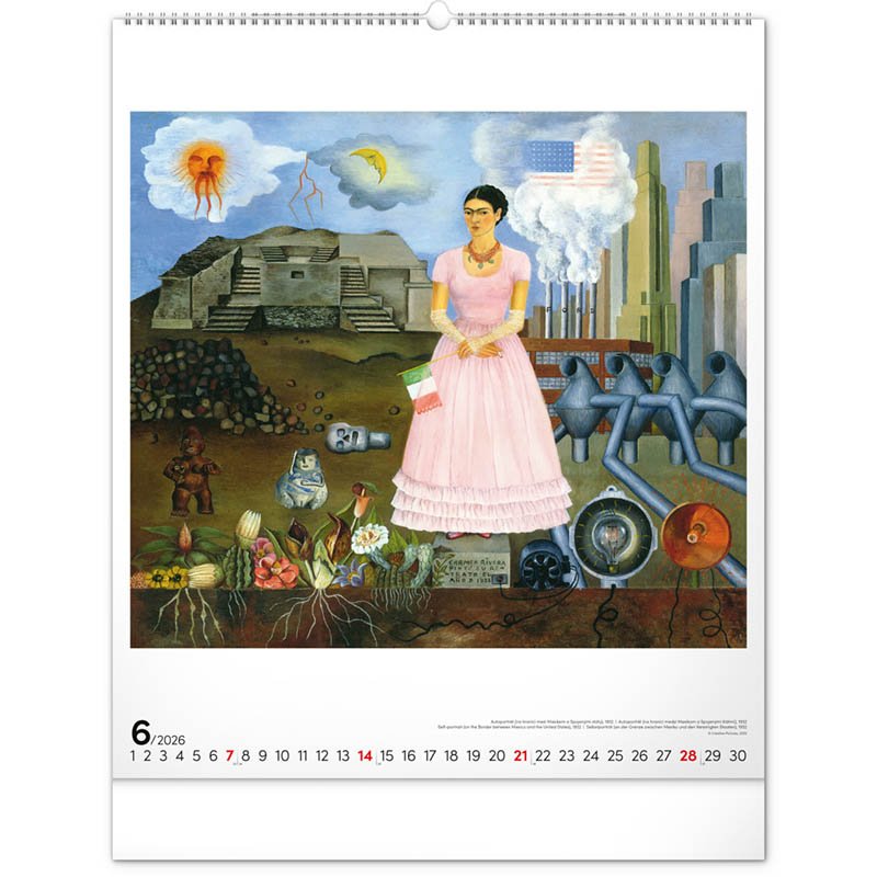 Nástenný kalendár (Frida Kahlo 2026) - 48 x 56 x 1 cm