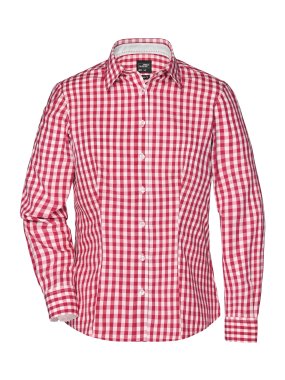 Dámska košeľa (JN Ladies' Checked Shirt) > červená / biela > XL