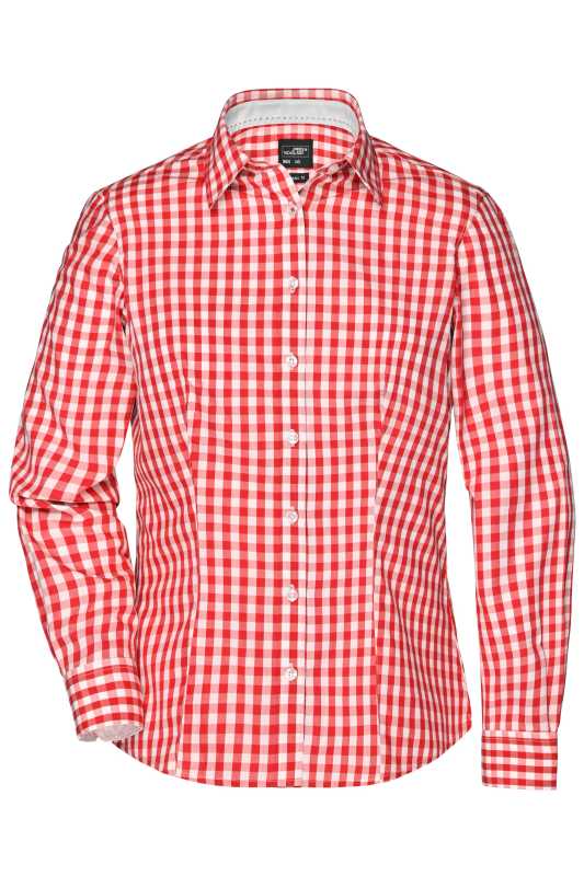 Dámska košeľa (JN Ladies' Checked Shirt) > oranžová (dark) / biela > XS