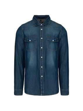 Pánska košeľa (KARIBAN MEN'S LONG SLEEVE DENIM SHIRT) > modrá (jean) > M