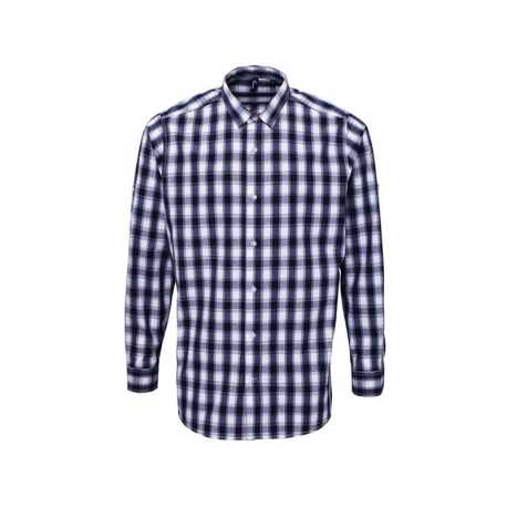 Pánska košeľa(PREMIER "MULLIGAN" CHECK-MENS COTTON ROLL SLEEVE SHIRT)>biela/modrá(navy)>S