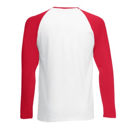 Pánske tričko (FRUIT OF THE LOOM Long Sleeve Baseball T ) > biela / červená > S