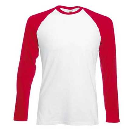 Pánske tričko (FRUIT OF THE LOOM Long Sleeve Baseball T ) > biela / červená > S